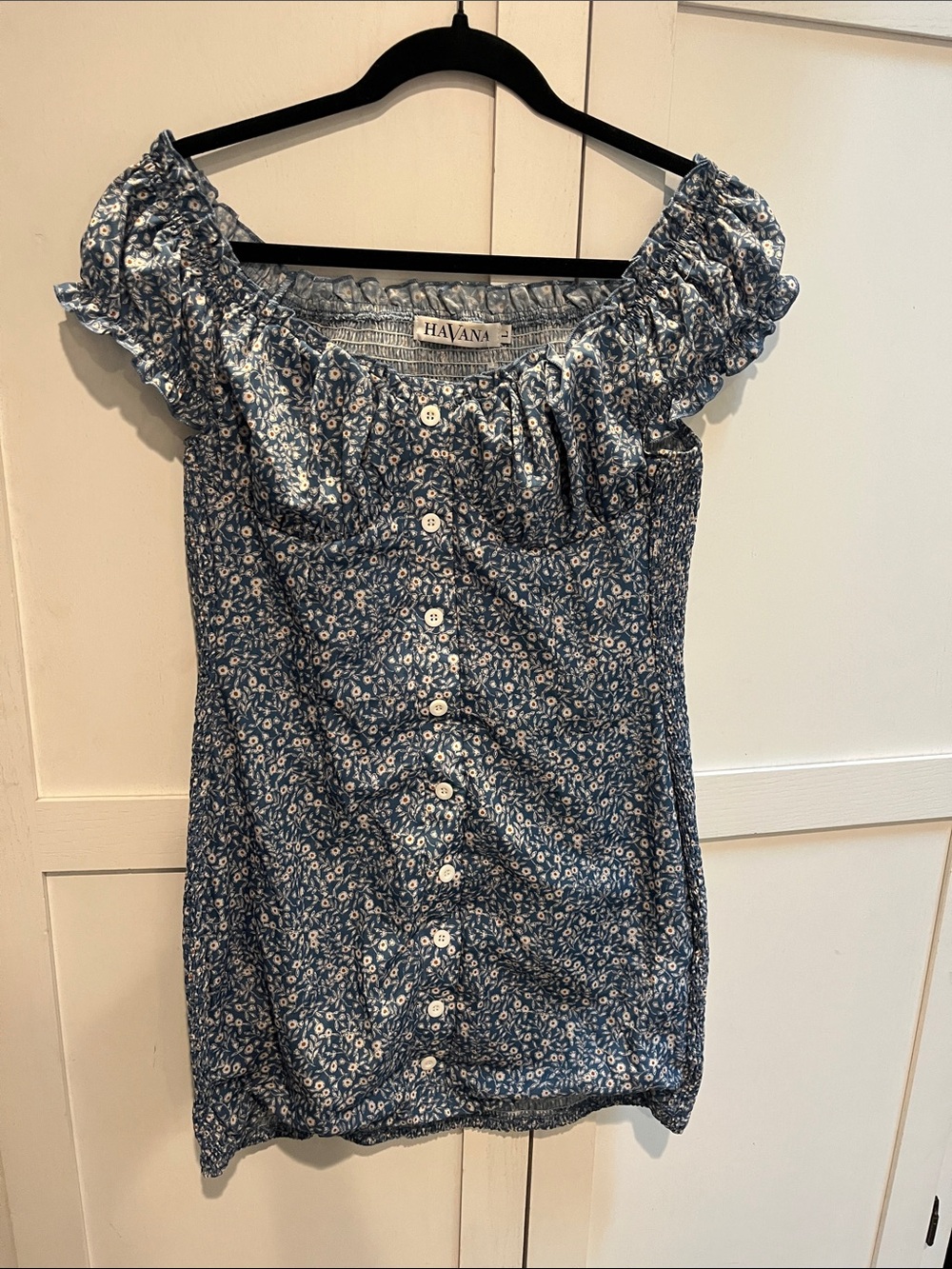 Havana Blue Floral Button-Front Women's Dress